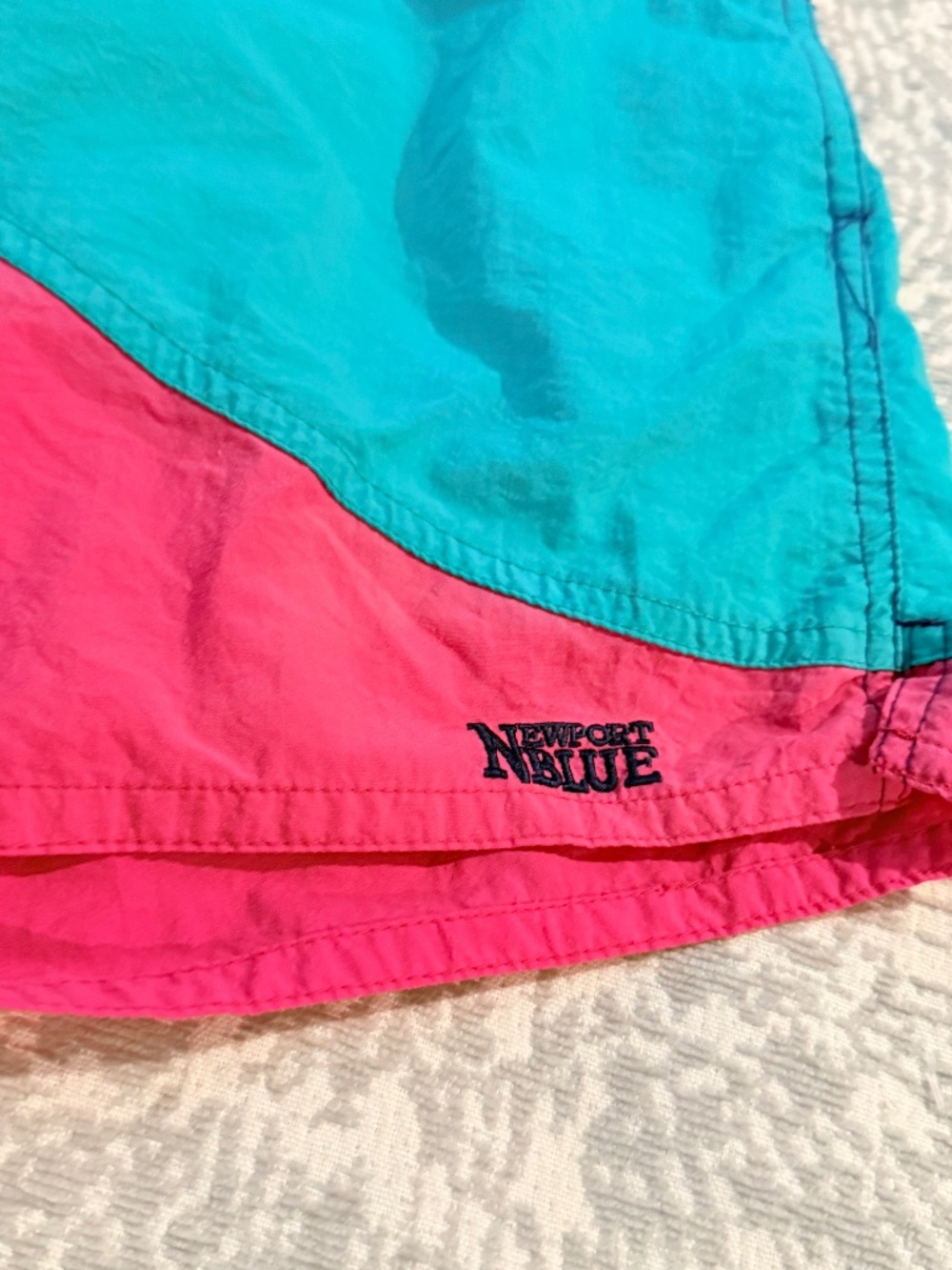 Vintage 90s Newport Blue Colorblock Swim Trunks Men's XL Retro Surf